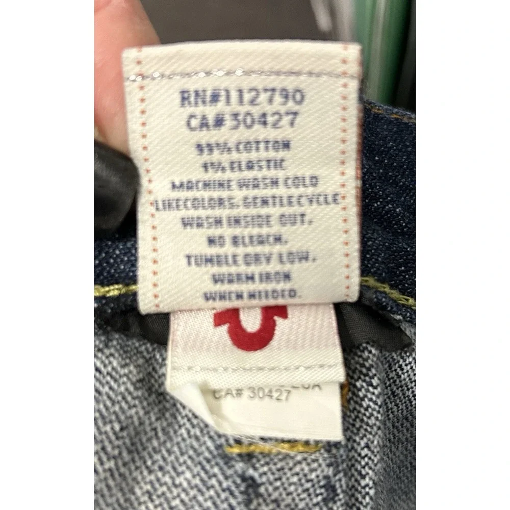 TRUE RELIGION Women's JOEY SUPER T BOOTCUT Jeans Leather Studded Flap Pockets 32